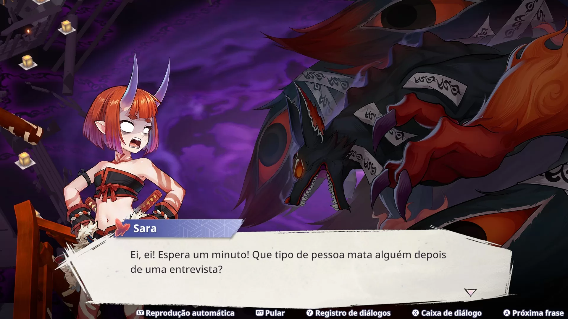 Yasha Legends of the Demon Blade - Sara e Nove Caudas diálogo engraçado