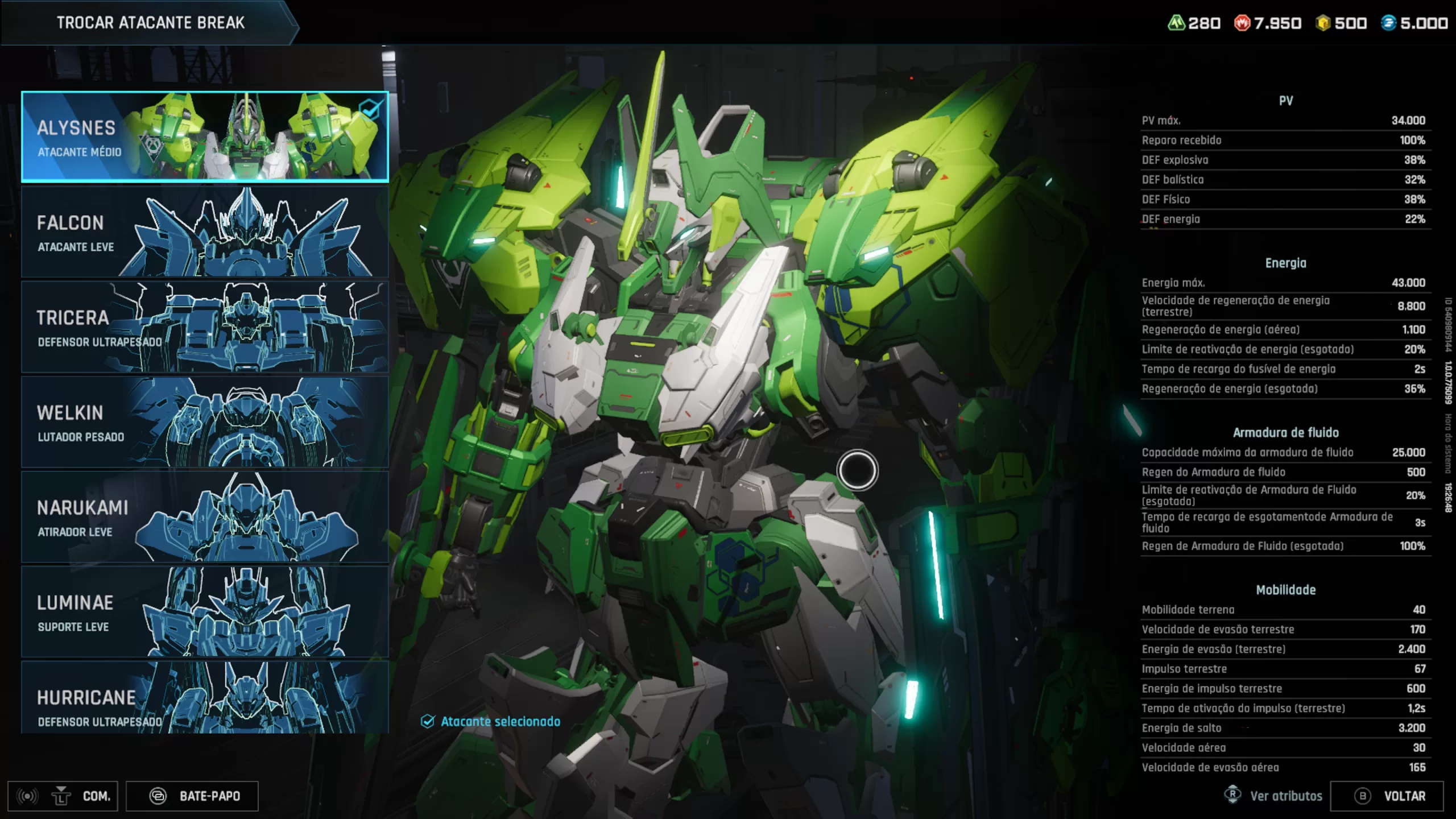 Mecha BREAK - Menu de mechas