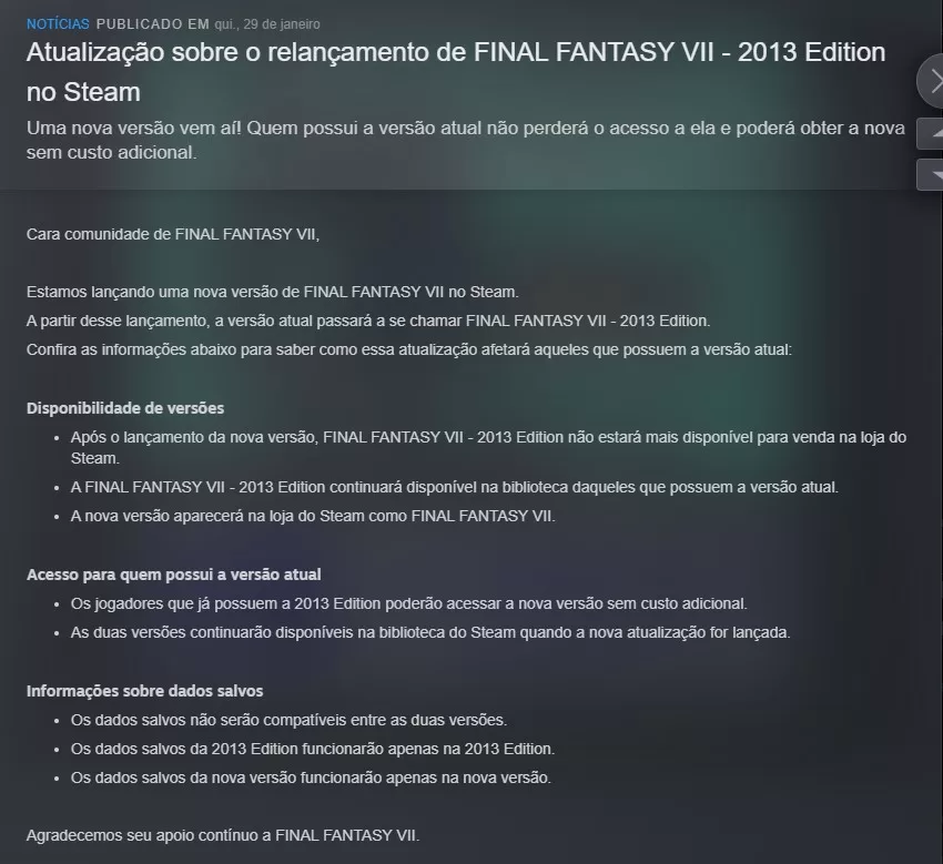 Final Fantasy VII - Update