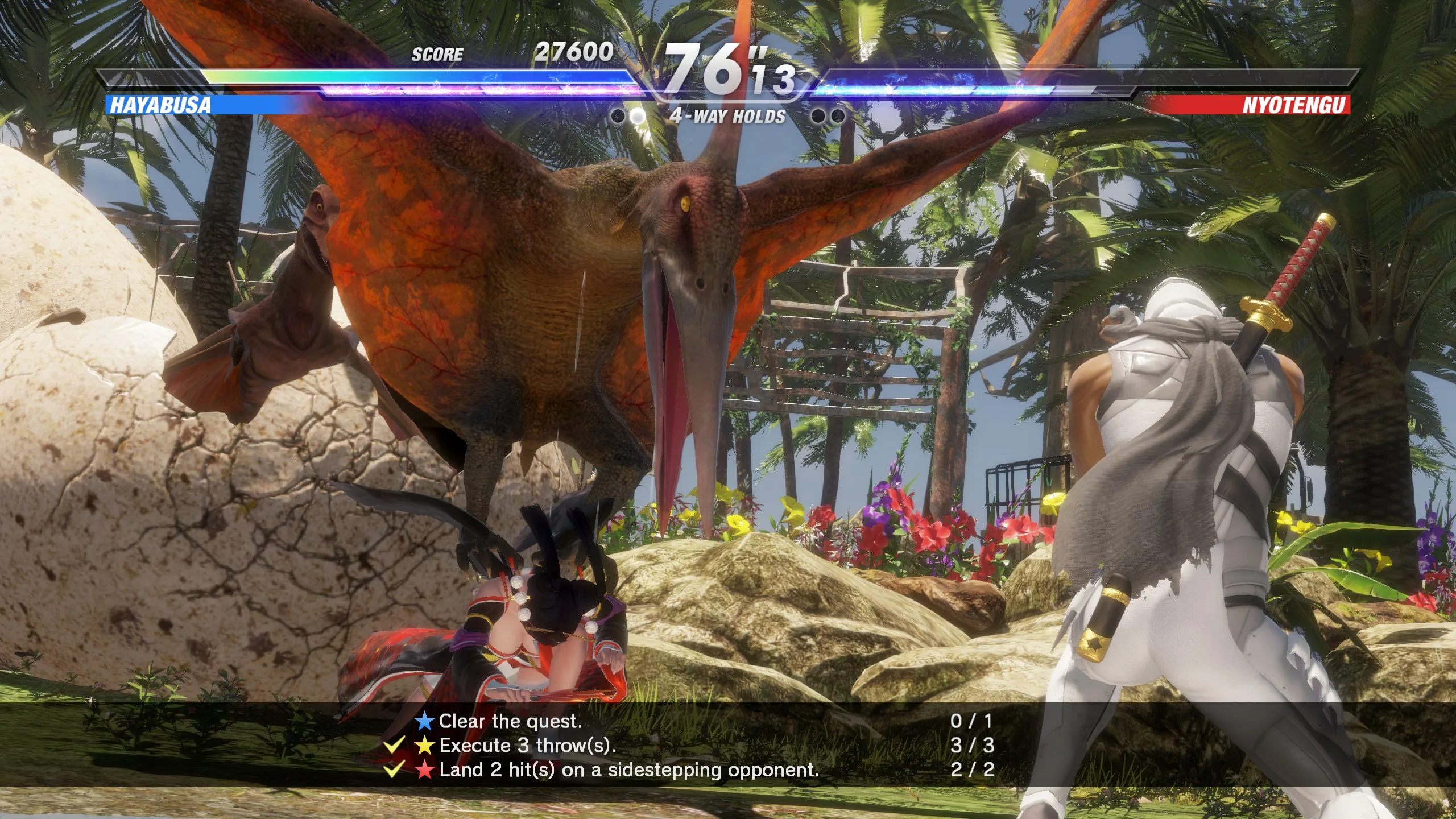 DEAD OR ALIVE 6 Last Round - Interação Dinossauro cenário