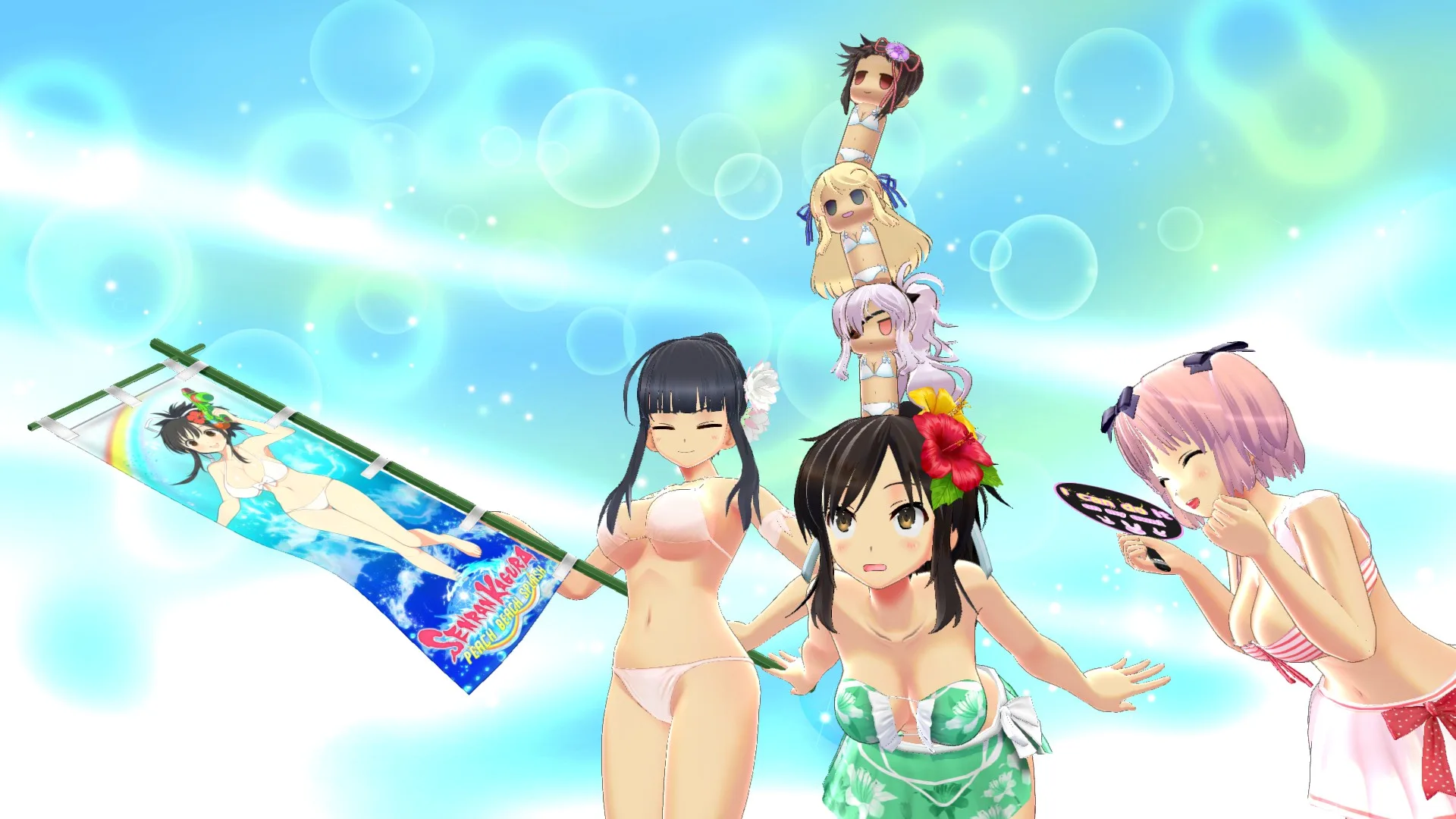 Senran Kagura de tirar a roupa na água
